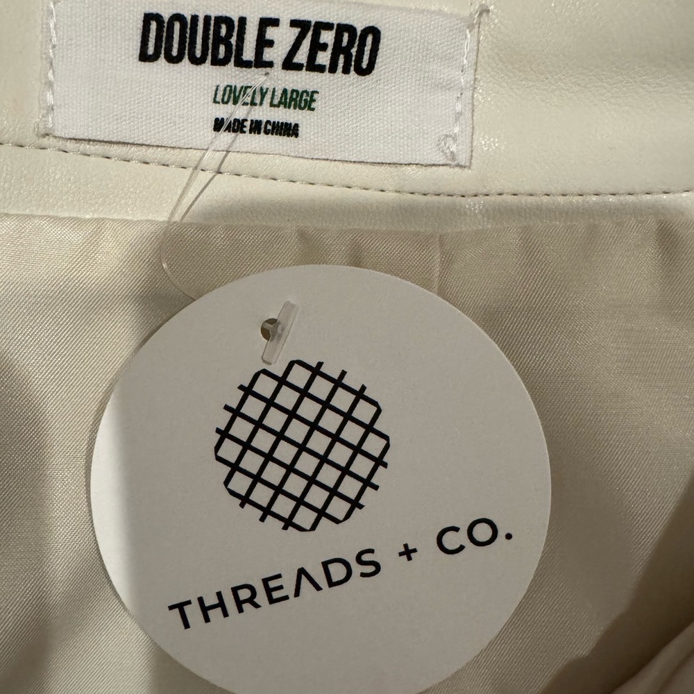 Double Zero Cream Leather Skirt - Picture 3 of 3
